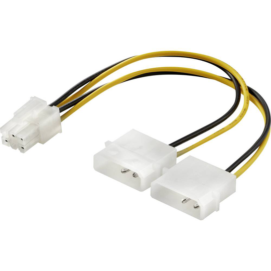 Renkforce Ström Y-kabel [1x ATX hane 6-pol - 2x IDE-ström 4-pol hane] 15.00 cm Gul, Svart