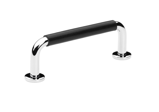 Lådhandtag Lilly cc128 Krom/Svart Läder 2-Pack Habo