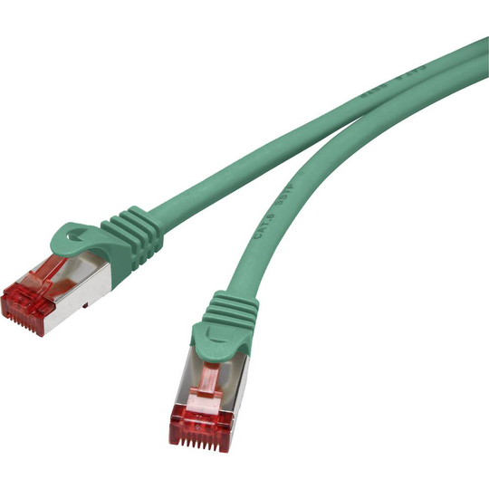 Renkforce RF-3432104 RJ45 Nätverk Anslutningskabel CAT 6 S/FTP 15.00 cm Grön med låsskydd, guldpläterad kontakt, Flamskyddsmedel