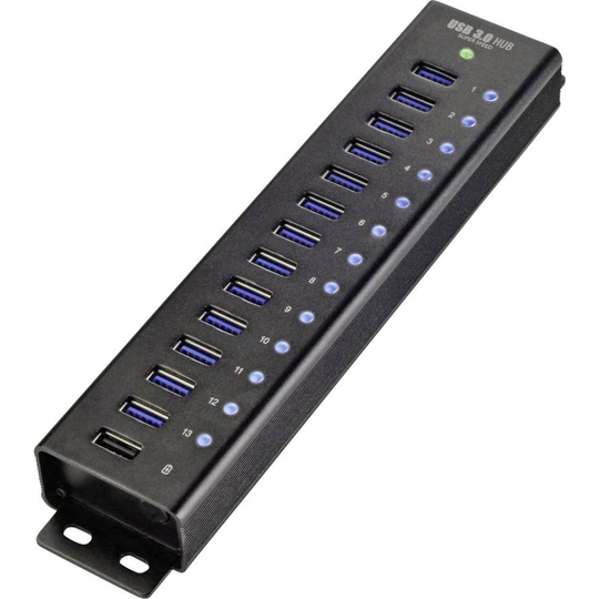 Renkforce Renkforce 13 Port USB-Hub 3.0 Aluminiumhölje, väggfäste, med snabb-laddning