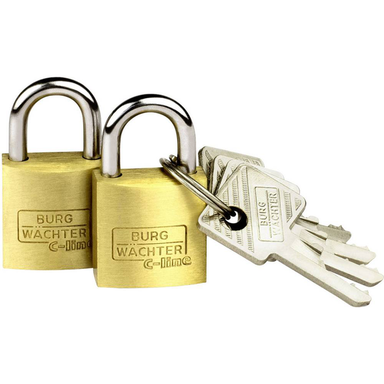 Burg Wächter 2er Set Duo 222 20 SB Hänglås Mässing Nyckel