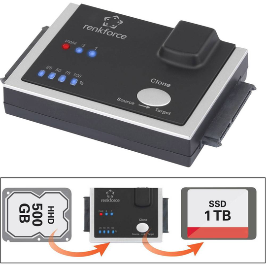 1x HDD-kloningsstation Renkforce SATA