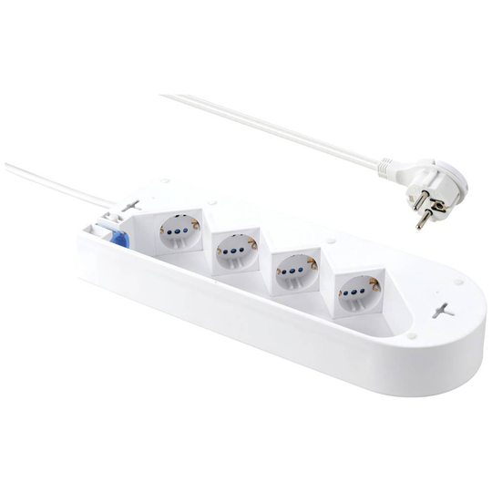 Sygonix SY-5228510 Förgreningsdosa med brytare 4x Vit Skyddskontakt