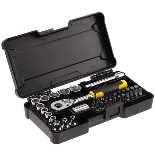 STANLEY STMT82672-0 Spärrskaft 1/4", med hylssats & tillbehör, 37 delar