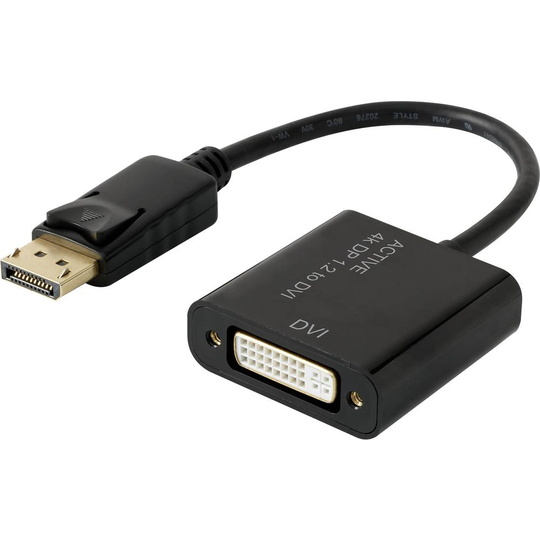 Renkforce DisplayPort / DVI Adapter [1x DisplayPort hane - 1x DVI-hona 24+5 pol] Svart guldpläterad kontakt