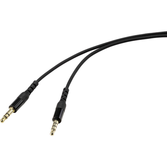 Renkforce Teleplugg Audio Anslutningskabel [1x 3.5 mm guldkontakt hane - 1x 3 mm guldkontakt hane] 1.50 m Svart med volymkontroll