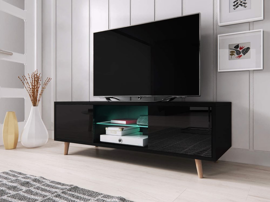 HABO TV-bänk 140 SVART MED LED