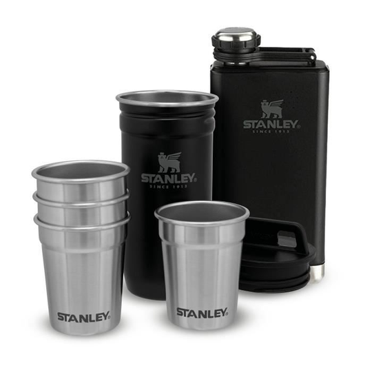 Pre-Party Shot Glas Set + Adventure Flask Set - Mattsvart - Stanley
