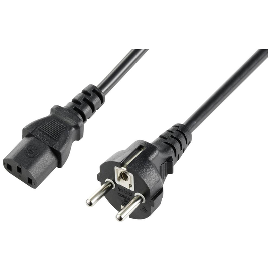 Sygonix SY-5243880 IEC Anslutningskabel Svart 2.50 m Spiralkabel