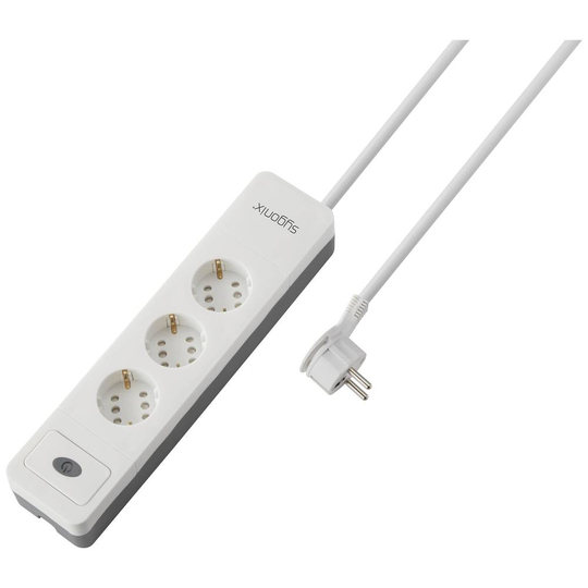 Sygonix SY-5145330 Förgreningsdosa med brytare 6x Vit, Grå Skyddskontakt