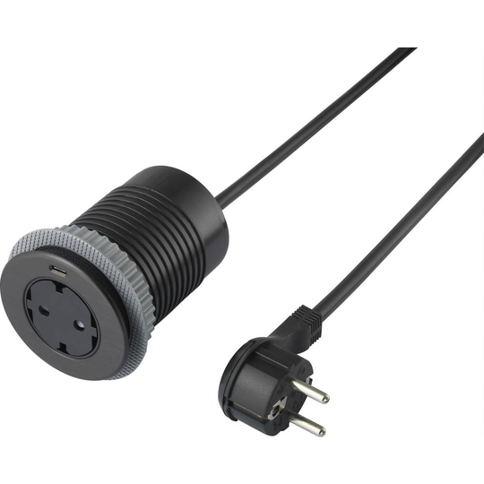 Sygonix SY-4780160 Eluttag Infälld USB-uttag, Petskydd, med USB-C® Svart