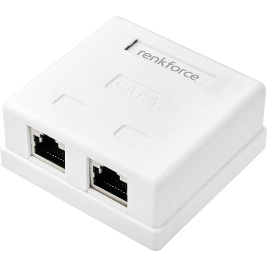 Renkforce Nätverksadapter Utanpåliggande CAT 6 2 Port Vit