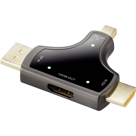 Renkforce DisplayPort / HDMI Adapter [3x DisplayPort hane, Mini-DisplayPort hane, HDMI hane - 1x HDMI hona] Svart