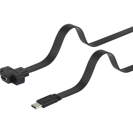 Renkforce RF-3415026 USB 3.1 (2:a gen.) Förlängningskabel [1x USB-C® hane - 1x USB-C® hona] 50.00 cm Svart skruvbar, Högflexibel