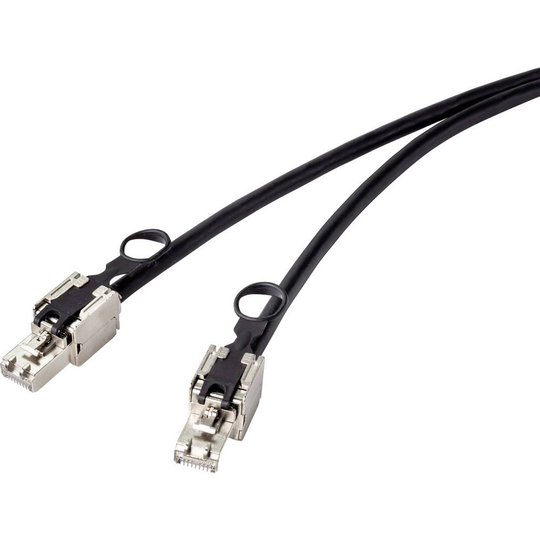 Renkforce RF-4538214 RJ45 Nätverk Anslutningskabel CAT 6A S/FTP 25.00 cm Svart Med stödring för upplåsning