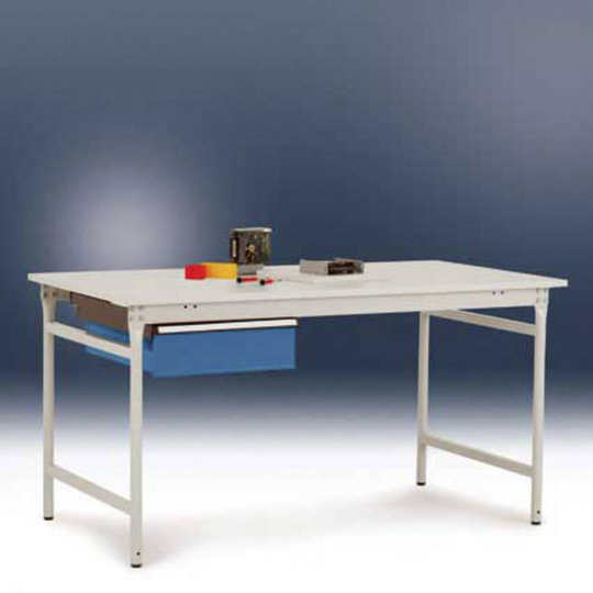 Manuflex ZB4143.9006 Låda i aluminiumsilver liknande RAL 9006, utan cylinderlås, för bordsdjup 800 mm, BxDxH: 425 x 550 x 150 mm