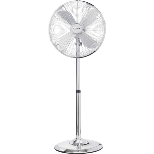 Sygonix Stående fläkt 50 W (B x H) 44.5 cm x 120 cm Silver