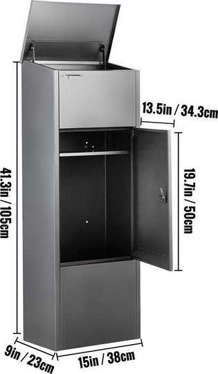 Fristående brevlådor Paketbox 15''x 9''x 41.3'' w-grå