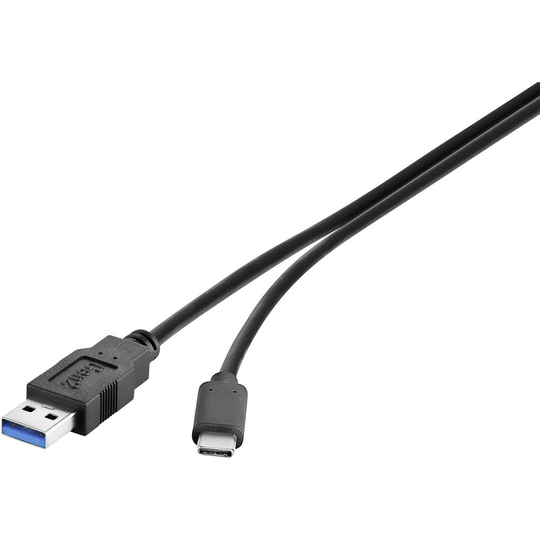 Renkforce RF-4381077 USB 3.1 (2:a gen.) [1x USB 3.2 Gen 1 A hane (USB 3.1) - 1x USB-C® hane] 50.00 cm Svart guldpläterad kontakt