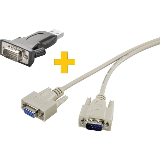 Renkforce USB 2.0, Seriell Anslutningskabel [1x USB 2.0 A hane - 1x D-SUB hane 9-pol] guldpläterad kontakt