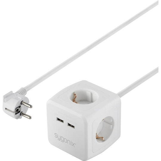 Sygonix SY-4538532 Kontaktkub 4x Vit Skyddskontakt