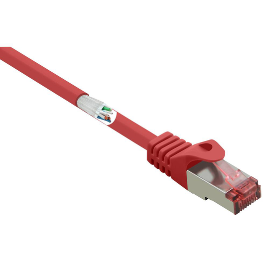 Renkforce RF-3432032 RJ45 Nätverk Anslutningskabel CAT 6 S/FTP 30.00 m Röd med låsskydd, guldpläterad kontakt, Flamskyddsmedel