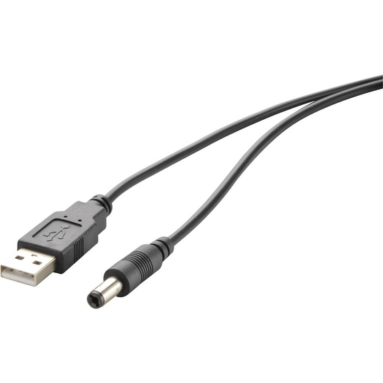 Renkforce RF-4079664 USB 2.0 [1x USB 2.0 A hane - 1x DC 5,5mm hane] 1.00 m Svart guldpläterad kontakt
