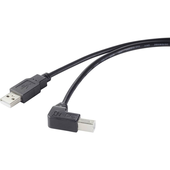 Renkforce RF-4613068 [1x USB 2.0 A hane - 1x USB 2.0 B hane] 50.00 cm Svart 90° nedåtvinklad