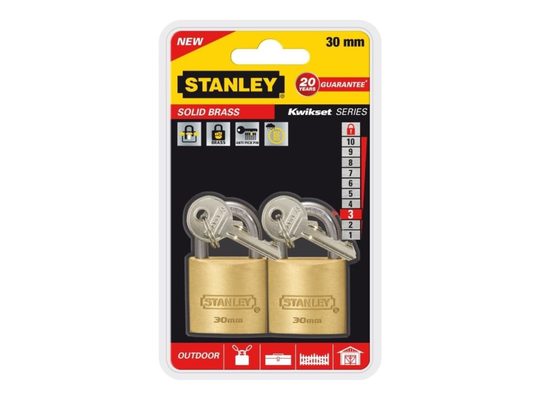 Stanley 81102 371 402 Hængelås 30 mm Identiske Nøglelås