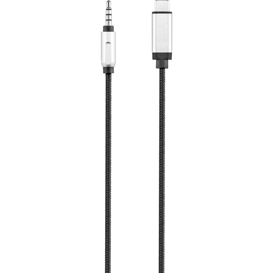 Renkforce USB / Teleplugg Audio Anslutningskabel [1x USB-C® hane - 1x Teleplugg 3.5 mm] 1.20 m Svart Aluminiumkontakt