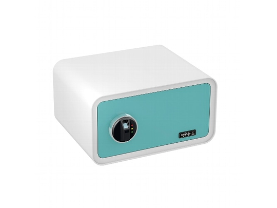 BASI mySafe 430, Fristående kassaskåp, Blå, Vit, Elektronisk, Fingeravtrycksläsare, Batteri, AA, 430 mm