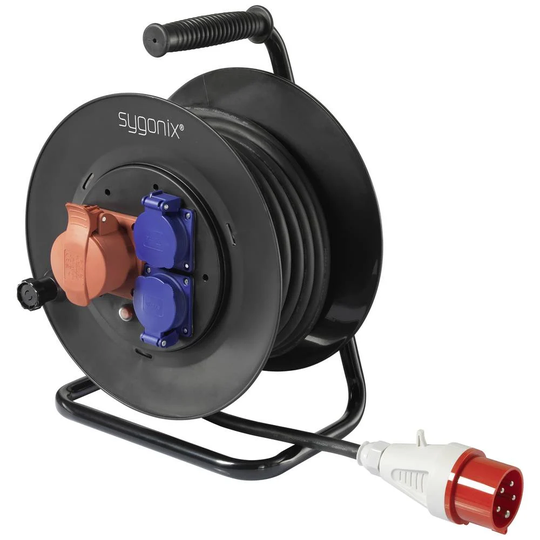 Sygonix SY-5806894 Kabelvinda 25 m Svart CEE-stickpropp 16 A 5-pol