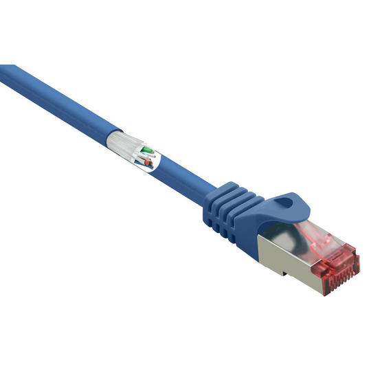 Renkforce RF-4981664 RJ45 Nätverk Anslutningskabel CAT 6 S/FTP 2.00 m Blå med låsskydd, guldpläterad kontakt, Flamskyddsmedel