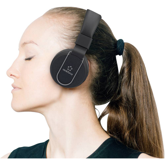 Renkforce RF-BTK-100 Bluetooth, Sladd On-ear headset On-ear Headset, Hopfällbara Svart, Grå