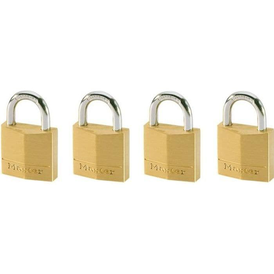 MASTER LOCK Set med 4 st 30 mm mässingshänglås, halvöppning