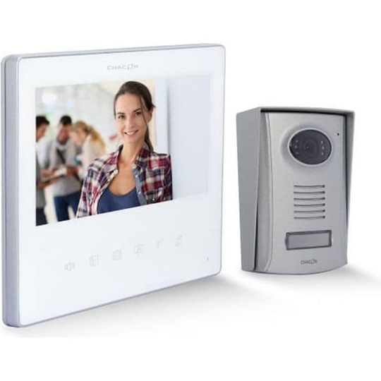 CHACON 2-tråds videotelefon med 7" ultraplatt vit färgskärm