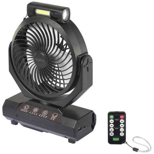 Sygonix Batteridriven fläkt 4.6 W (Ø) 205 mm Svart