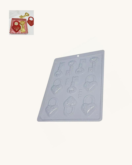 BWB Simple Mold - Chave E Cadeado Coração 9751 - Pralinform Hänglås med nyckel