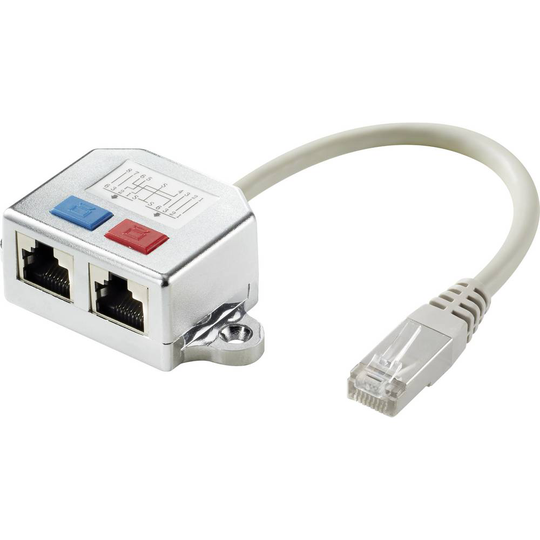 Renkforce RJ45 Nätverk T-adapter CAT 6 [2x RJ45 hona - 1x RJ45 hane] 15.00 cm Metall