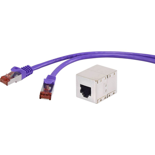 Renkforce RF-3829090 RJ45 Nätverk Förlängningskabel CAT 6 S/FTP 20.00 m Violett med låsskydd, guldpläterad kontakt