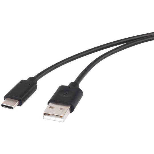 Renkforce RF-4288947 USB 2.0 [1x USB 2.0 A hane - 1x USB-C® hane] 1.00 m Svart guldpläterad kontakt