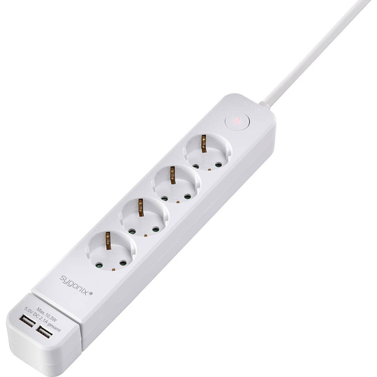 Sygonix SY-4535058 Förgreningsdosa med brytare Vit Skyddskontakt
