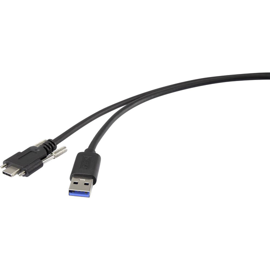 Renkforce RF-3773814 USB 3.0 [1x USB 3.2 Gen 1 A hane (USB 3.1) - 1x USB-C® hane] 1.00 m Svart skruvbar