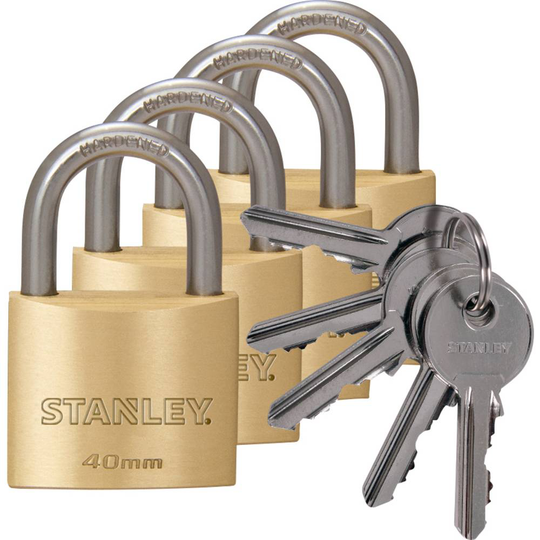 Stanley 81103 371 404 Hänglås 40 mm Set 4 st Nyckel