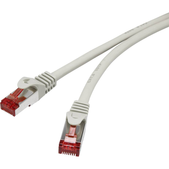 Renkforce RF-4724260 RJ45 Nätverk Anslutningskabel CAT 6 S/FTP 15.00 m Grå med låsskydd, guldpläterad kontakt, Flamskyddsmedel