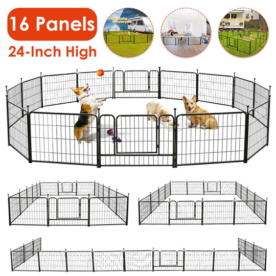 Hundgård Valp lekhage 16panel Hundhage Kennel inhägnad Run Träningslekhage med 2 dörrar