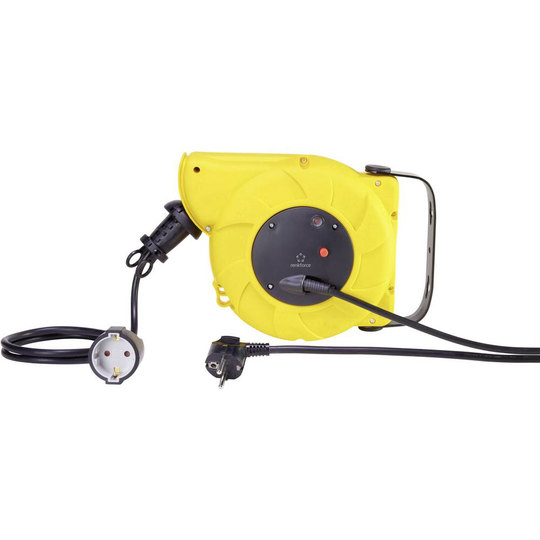 Renkforce RF-3349118 Väggkabelvinda 9.00 m Svart Jordad vinkel stickpropp