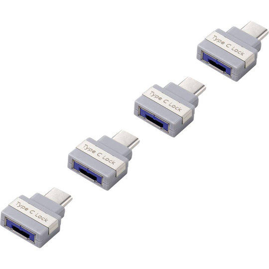 Renkforce USB-portlås RF-4696496 Set 4 st Silver, Grå RF-4696496