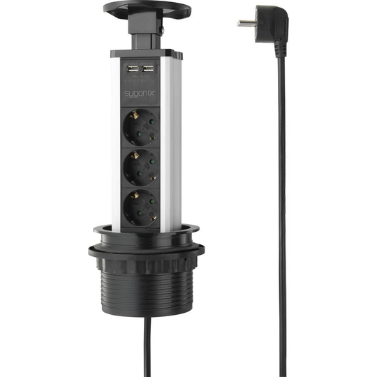 Sygonix SY-4737794 Kontaktpelare Svart, Silver Skyddskontakt