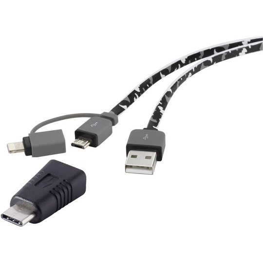 Renkforce N/A N/A [1x USB 2.0 A hane - 1x USB 2.0 Micro-B hane, USB-C® hane, Apple Lightning hane] 20.00 cm Kamouflage